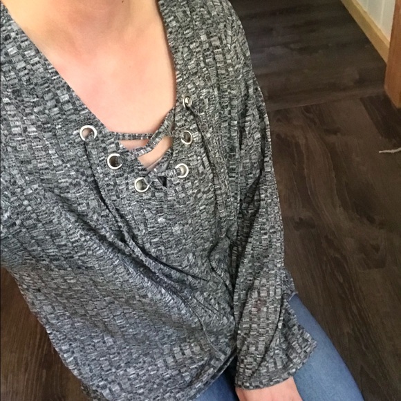 Chenault • GREY v neck lace up tunic - Picture 8 of 8